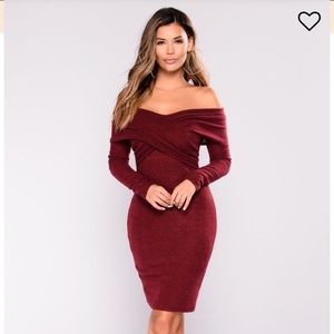 Fashion Nova Off the Shoulder Sweater Dress